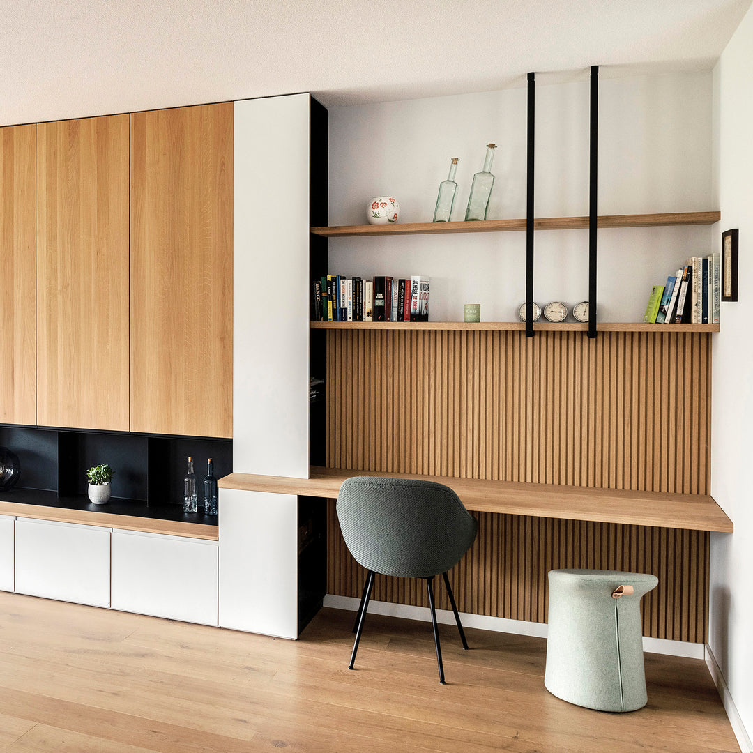 Houtmerk - Houten Wandpaneel met groeven profiel - Maatwerk Kasten Houtmerk