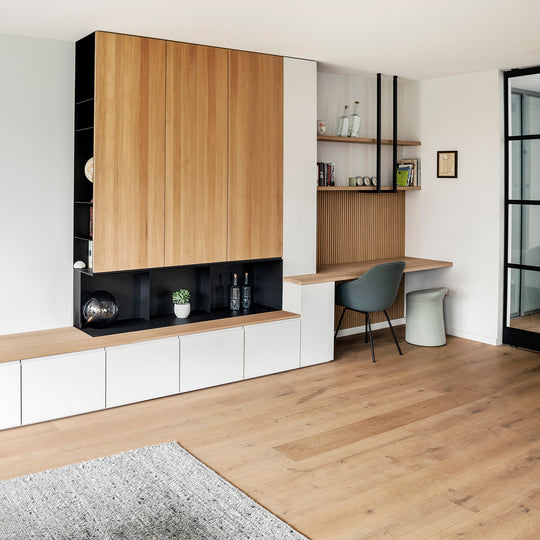 Houtmerk - Houten Wandpaneel met groeven profiel - Maatwerk Kasten Houtmerk