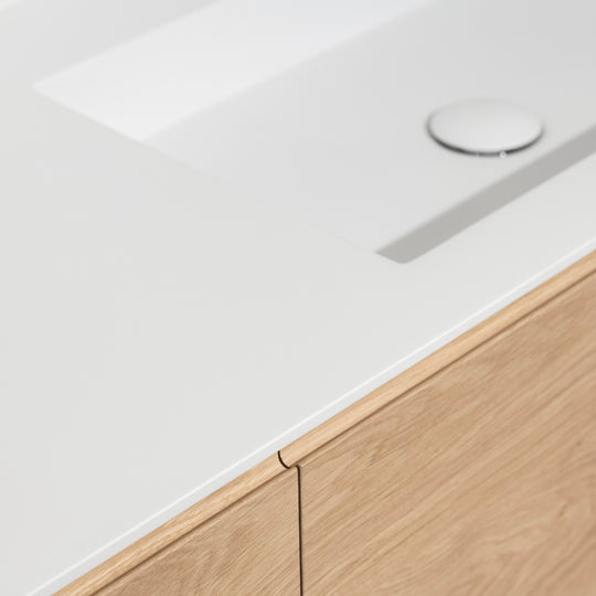 Houtmerk - Houten Badmeubel Lago met verzonken wastafel - Massief hout maatwerk Badmeubels Houtmerk