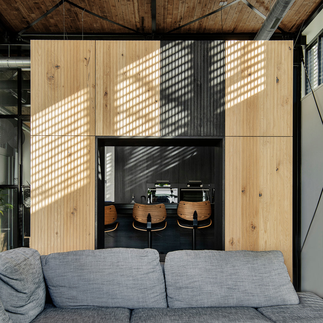 Houtmerk - Kast Buco 01 - Hoge kast met nis en zitelement Kastcombinatie Houtmerk