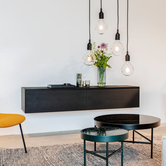 Houtmerk - Houten wandmeubel Malaga - Zwart gebeitst eiken Kasten Houtmerk