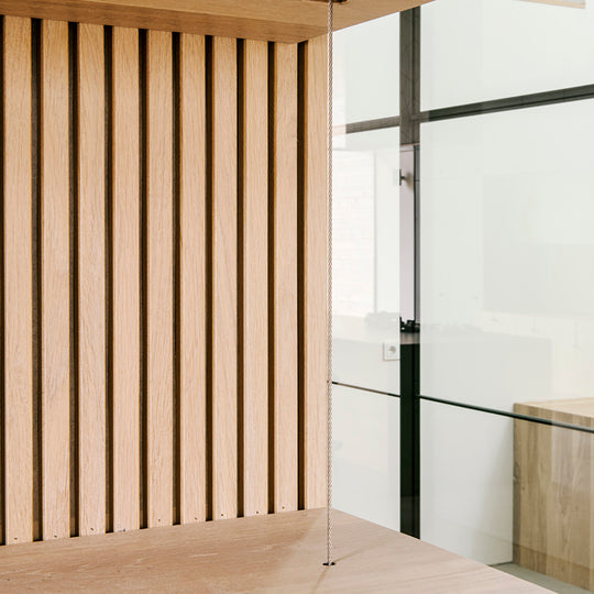 Houtmerk - Houten Wandpaneel met groeven profiel - Maatwerk Kasten Houtmerk