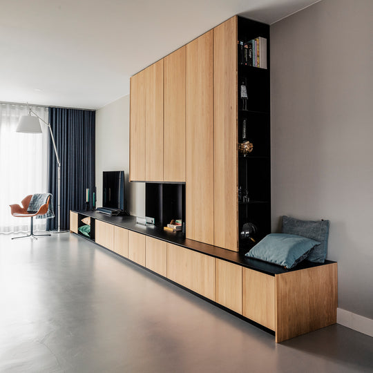 Houtmerk Domus® - Kastenwand Ferro - Plaatstaal open vak Kasten Houtmerk