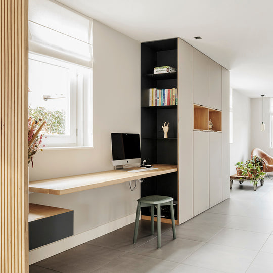 Houtmerk - Donau Bureau plank - maatwerk massief hout Kasten Houtmerk