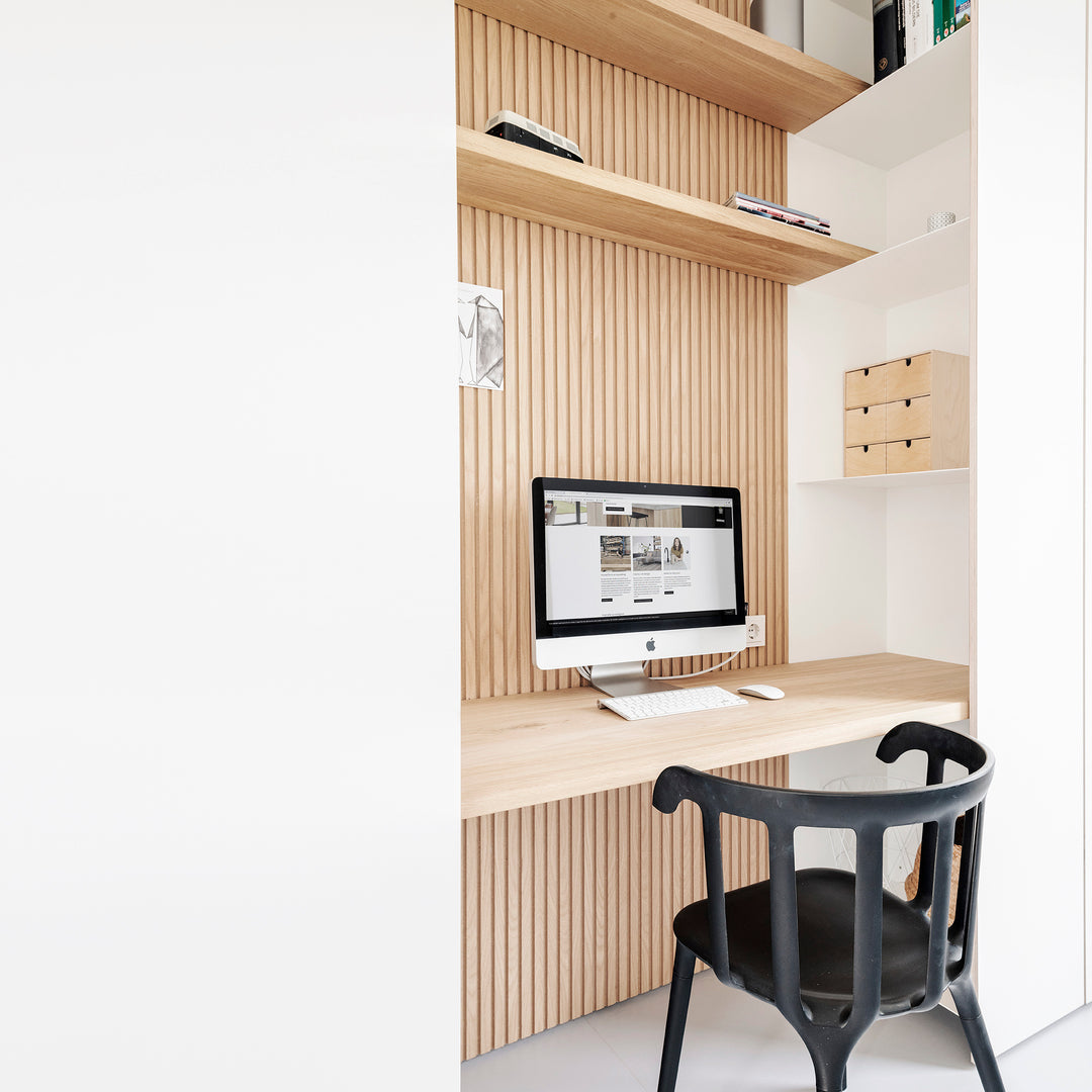 Houtmerk - Kast Flex 05 - Hoge kast met bureaublad en achterwand Kastcombinatie Houtmerk