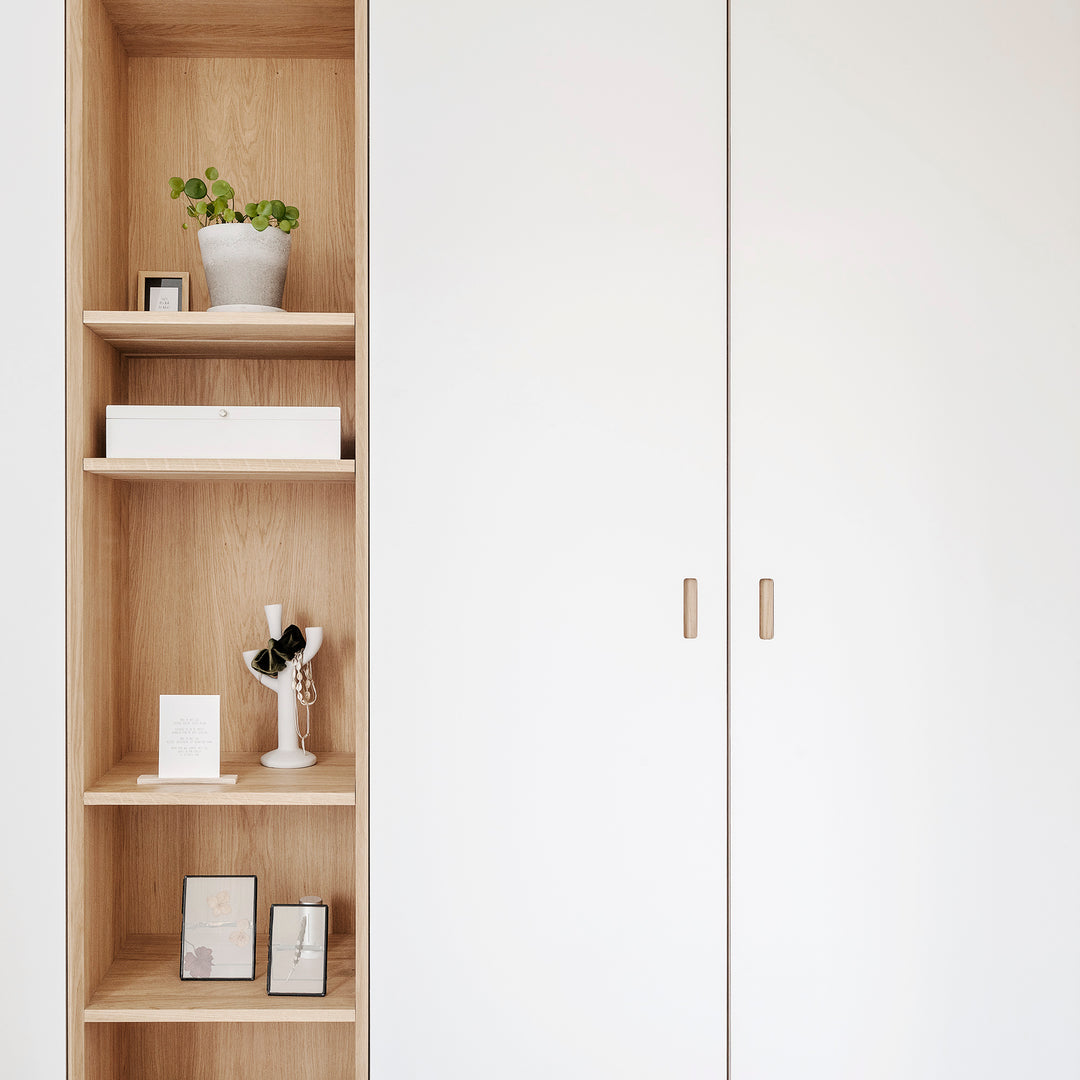 Houtmerk - Kast Lusso 01 - Hoge kast met houten Spatio vak Kastcombinatie Houtmerk