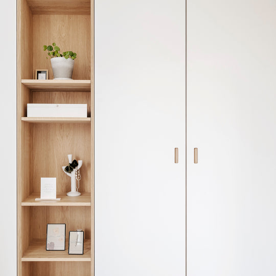 Houtmerk - Kast Lusso 01 - Hoge kast met houten Spatio vak Kastcombinatie Houtmerk