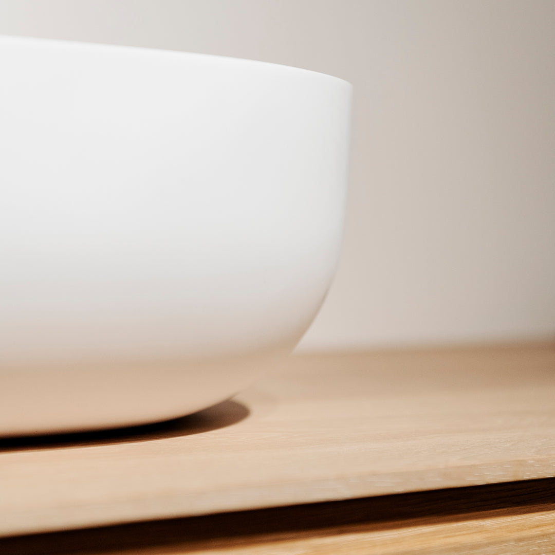 Houtmerk – Witte Waskom Oblong Solid Surface – Afgeronde Ovaal Wastafels Houtmerk