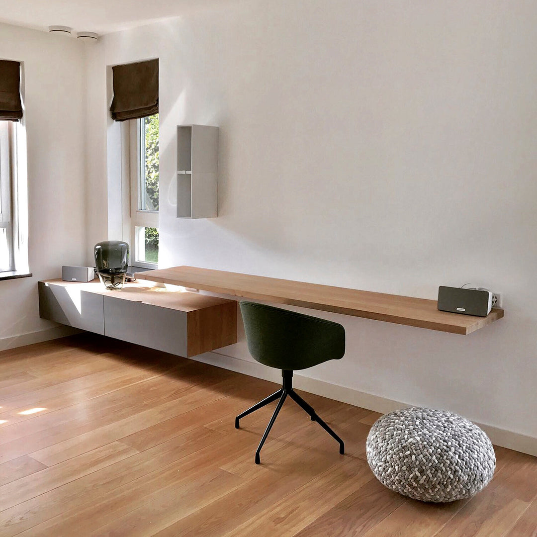 Houtmerk - Wandmeubel Azur met werkplek - Massief hout maatwerk Kasten Houtmerk