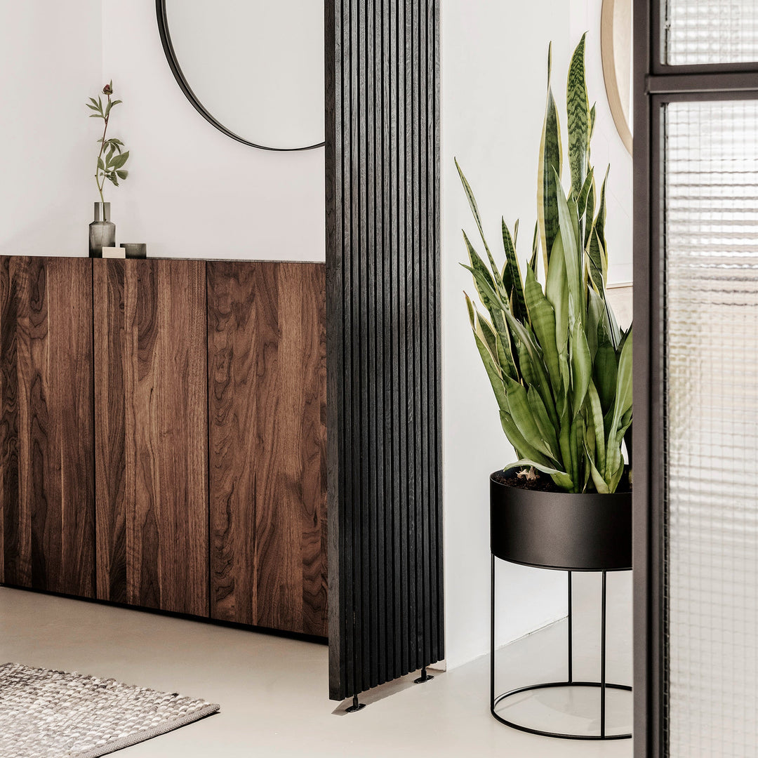 Houtmerk - Houten Badmeubel Niche - notenhout met verzonken natuursteen wastafel Badmeubels Houtmerk