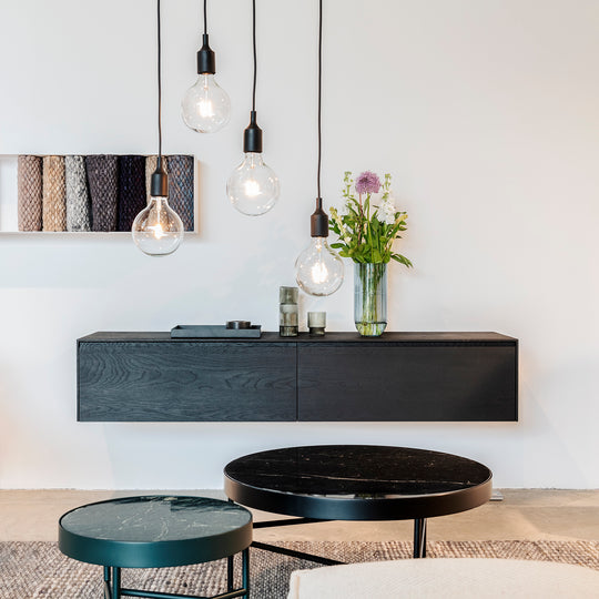 Houtmerk - Houten wandmeubel Malaga - Zwart gebeitst eiken Kasten Houtmerk