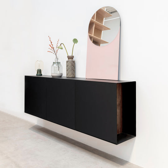 Houtmerk - Stalen dressoir Deco - Zwarte Arpa Fenix fronten - SALE Kasten Houtmerk