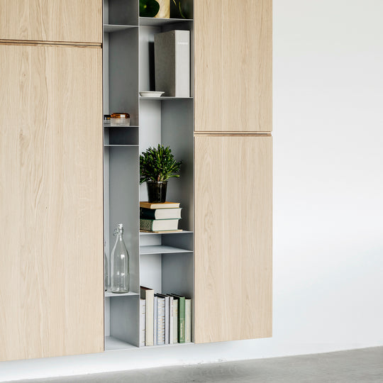 Houtmerk - Kast Vario 02 - Hoge kast met stalen Plato vak Kastcombinatie Houtmerk
