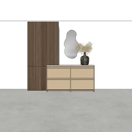 Houtmerk - Kast Argo 10 - Hoge kast met diepe ladekast Kastcombinatie Houtmerk   