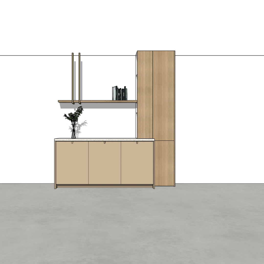 Houtmerk - Kast Argo 09 - Hoge kast met diepe ladekast Kastcombinatie Houtmerk   