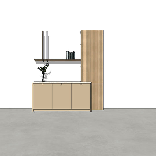 Houtmerk - Kast Argo 09 - Hoge kast met diepe ladekast Kastcombinatie Houtmerk   