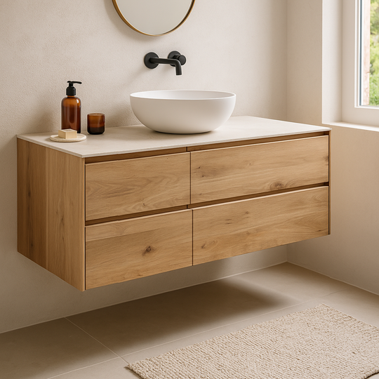 Houtmerk - Houten Badmeubel Mare met 4 lades - Massief hout maatwerk - SALE Badmeubels Houtmerk