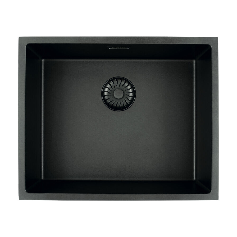 Caressi CAPGRPP50BK-TU - Composiet Spoelbak Zwart - Onderbouw Houtmerk