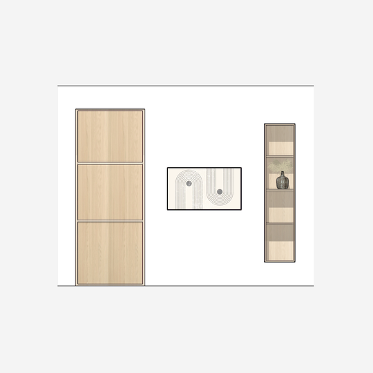 Houtmerk - Kast Porta 05 - Vakkenkast met houten taatsdeur Kastcombinatie Houtmerk   