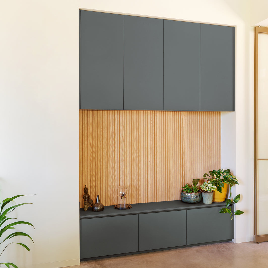 Houtmerk Domus® - Kamerhoge inbouwkast - Arpa Fenix met hout Kasten Houtmerk