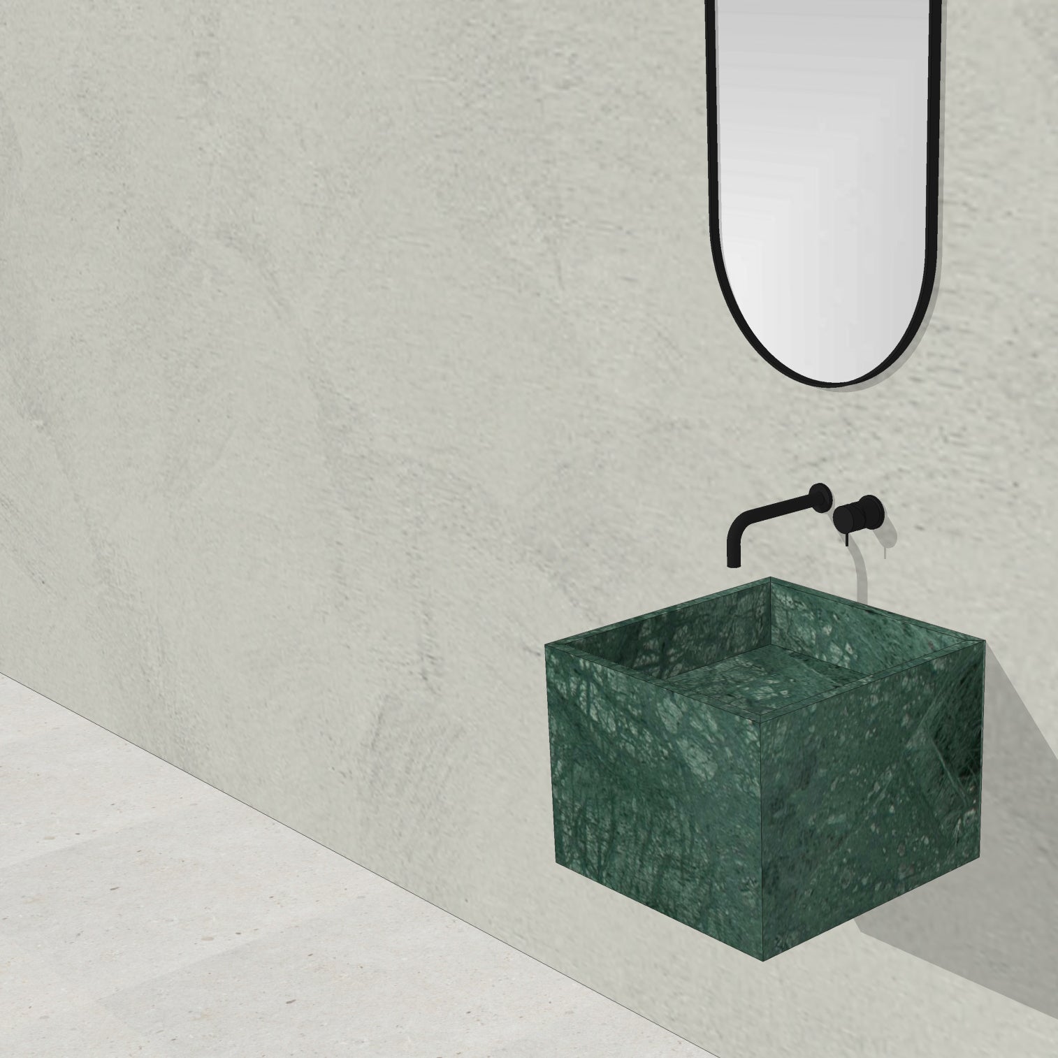 Houtmerk - Omega enkele wastafel 45x46cm - Indian Green marmer - Natuursteen uit voorraad-Houtmerk-