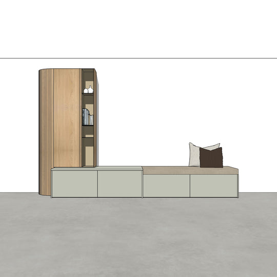 Houtmerk - Kast Argo 06 - Hoge kast met diepe ladekast Kastcombinatie Houtmerk