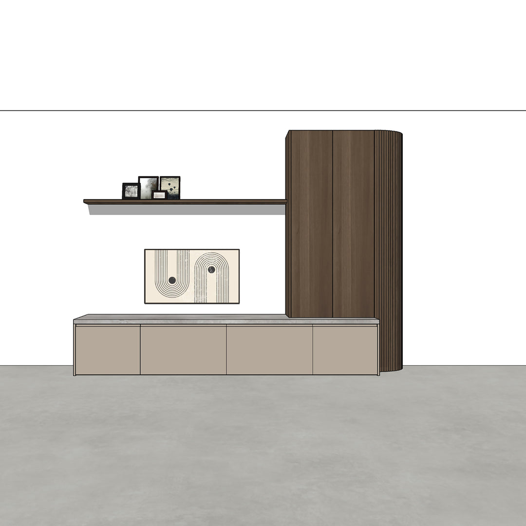 Houtmerk - Kast Argo 07 - Hoge kast met diepe ladekast Kastcombinatie Houtmerk   