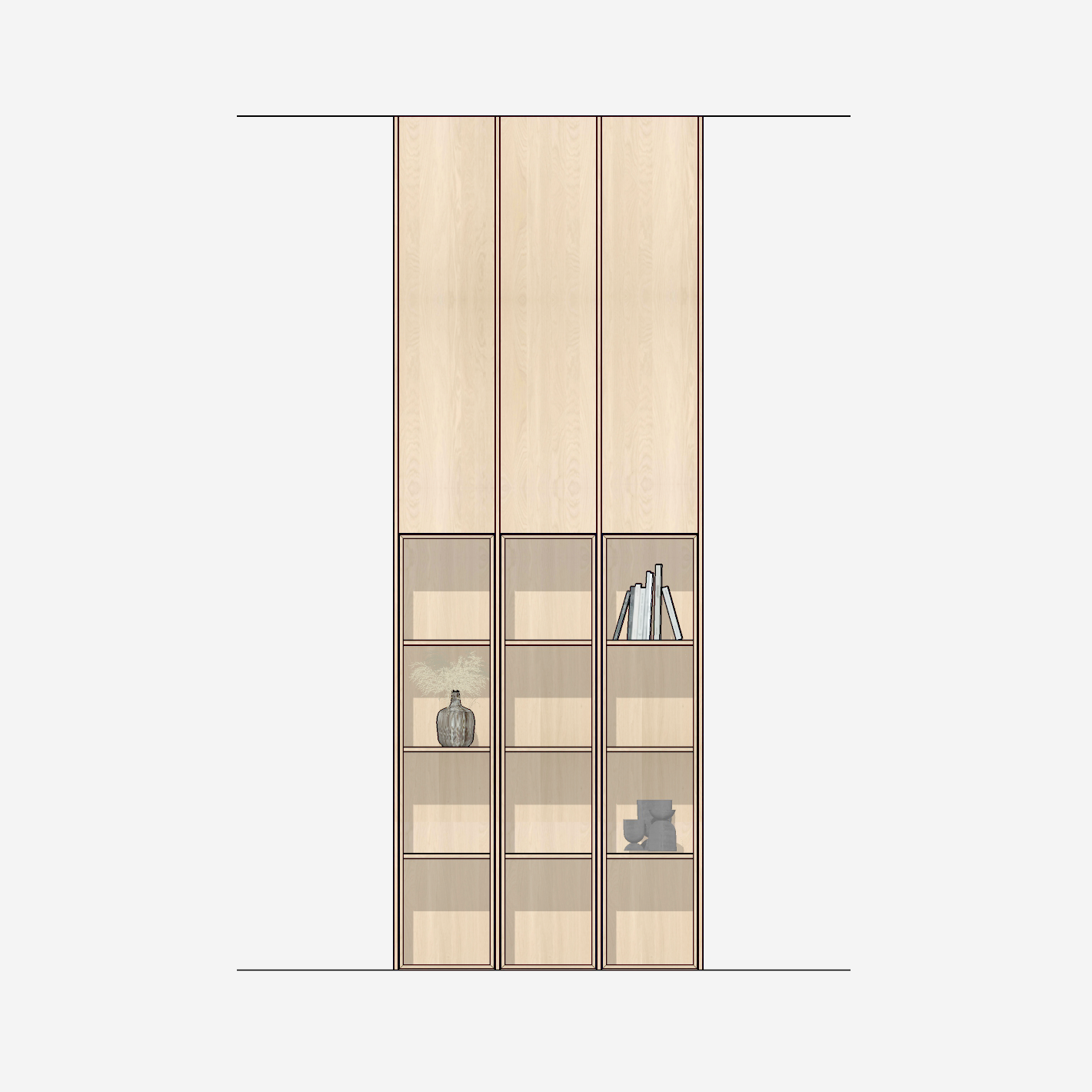 Houtmerk - Kast Lusso 04 - Hoge kast met houten Spatio vak Kastcombinatie Houtmerk   