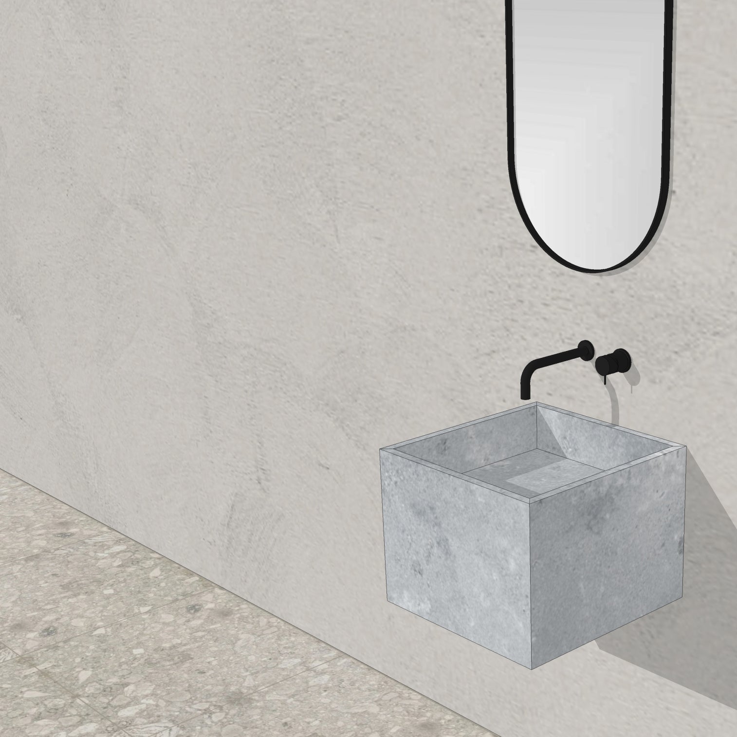 Houtmerk - Omega enkele wastafel 45x46cm - Concreto - Natuursteen uit voorraad-Houtmerk-