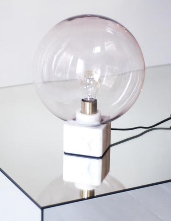 Fest - Tafellamp Muse rookglas met wit marmer - SALE Lampen Fest   