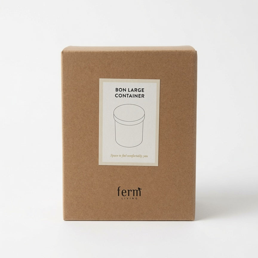 Ferm Living Bon Large Container - Porseleinen Opbergpot - Zandkleur - Scandinavisch Design - Houtmerk - SALE