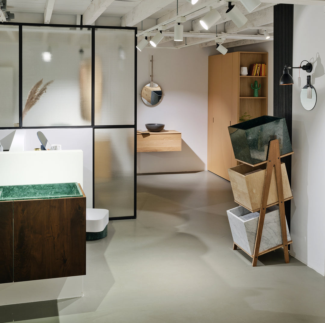 Houtmerk - Partout dubbele wastafel 180cm - Bianco Carrara marmer - Natuursteen uit voorraad Houtmerk