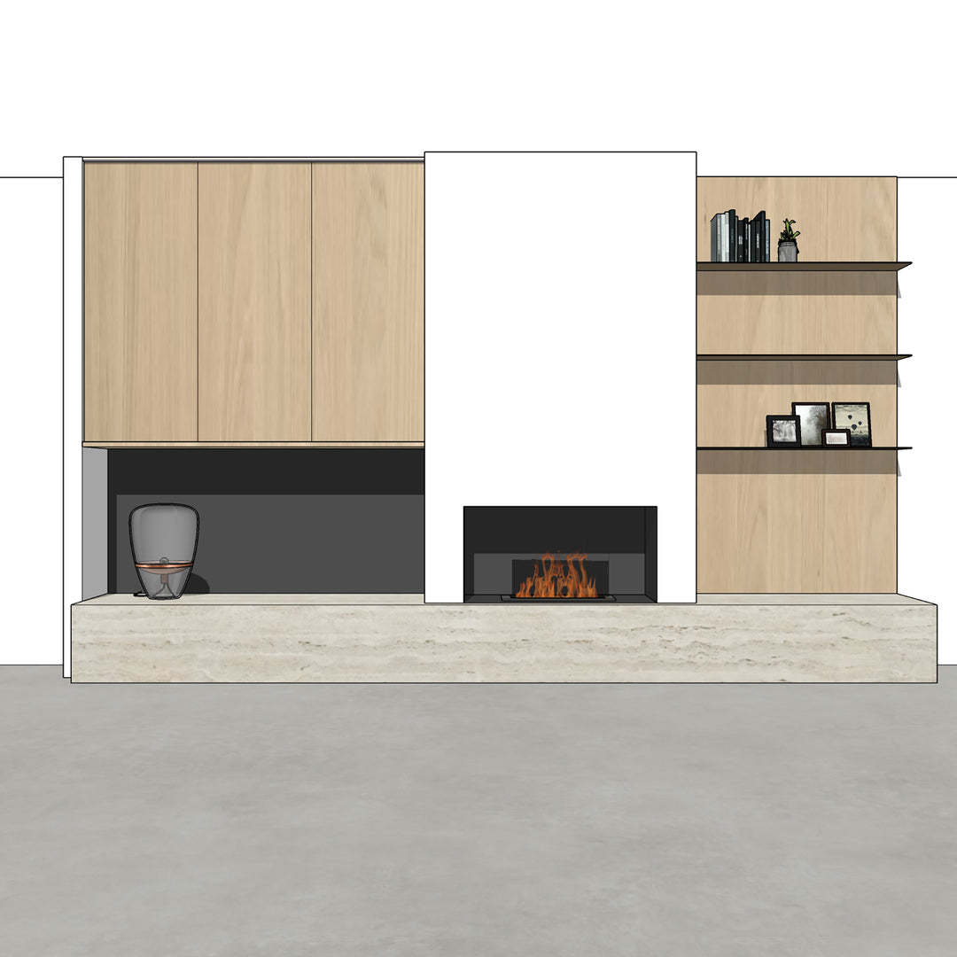 Houtmerk - Kast Fumo 07 - Hoge kastenwand voor haard Kastcombinatie Houtmerk