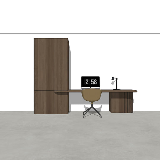 Houtmerk - Kast Serenity 01 - Hoge kast met bureaublad en afgeronde onderkast Kastcombinatie Houtmerk   