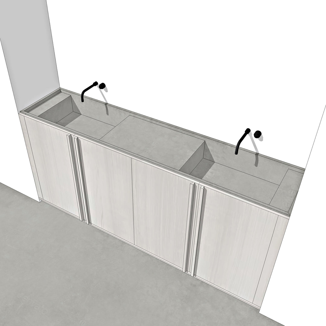 Houtmerk - Houten Badmeubel Sevilla - Kleurlak fineer met natuursteen wastafel Badmeubels Houtmerk