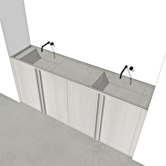 Houtmerk - Houten Badmeubel Sevilla - Kleurlak fineer met natuursteen wastafel Badmeubels Houtmerk