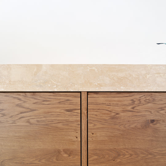 Houtmerk - Partout enkele wastafel 135cm - Travertin - Natuursteen uit voorraad-Houtmerk-
