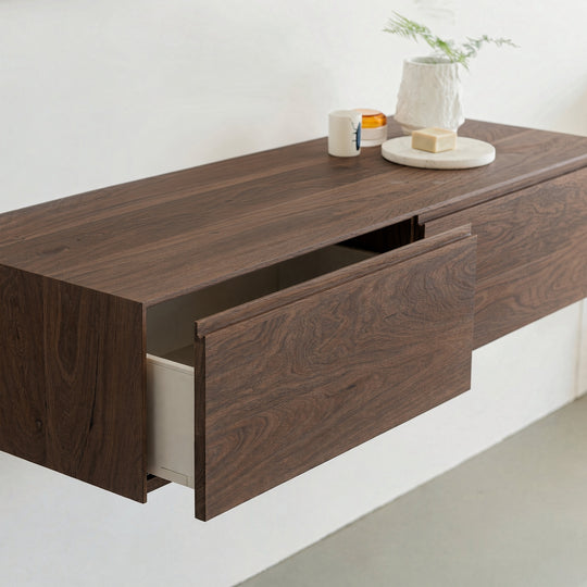 Houtmerk - Houten Badmeubel Malaga met natuursteen wastafel - Massief hout maatwerk