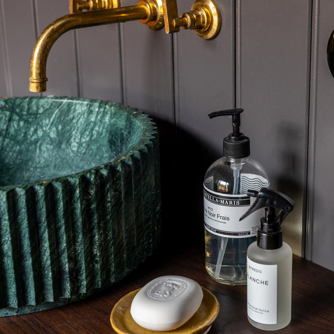 Houtmerk – Solis waskom Rond - Indian Green marmer