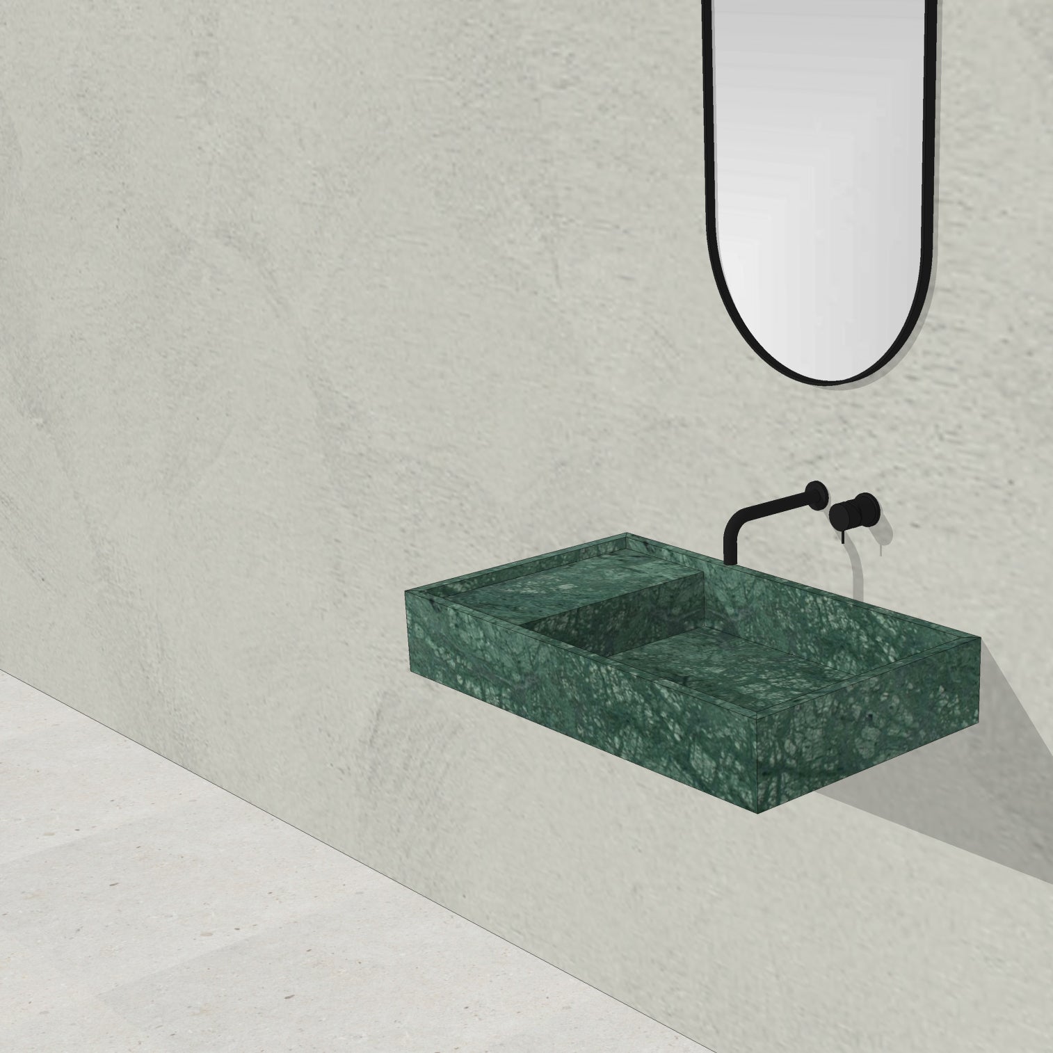Houtmerk - Partout enkele wastafel 80cm - Indian Green marmer - Natuursteen uit voorraad Houtmerk