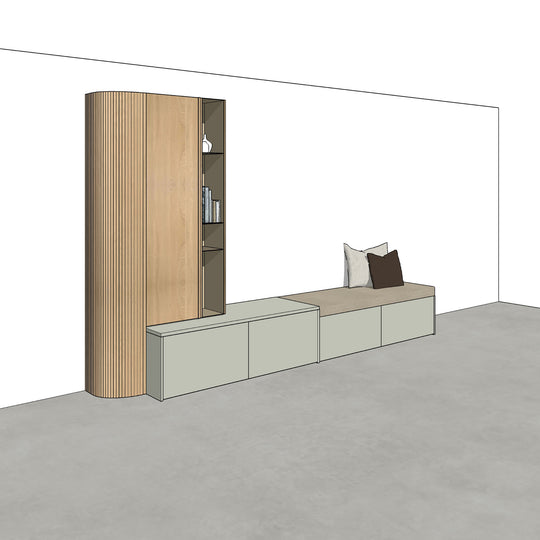 Houtmerk - Kast Argo 06 - Hoge kast met diepe ladekast Kastcombinatie Houtmerk