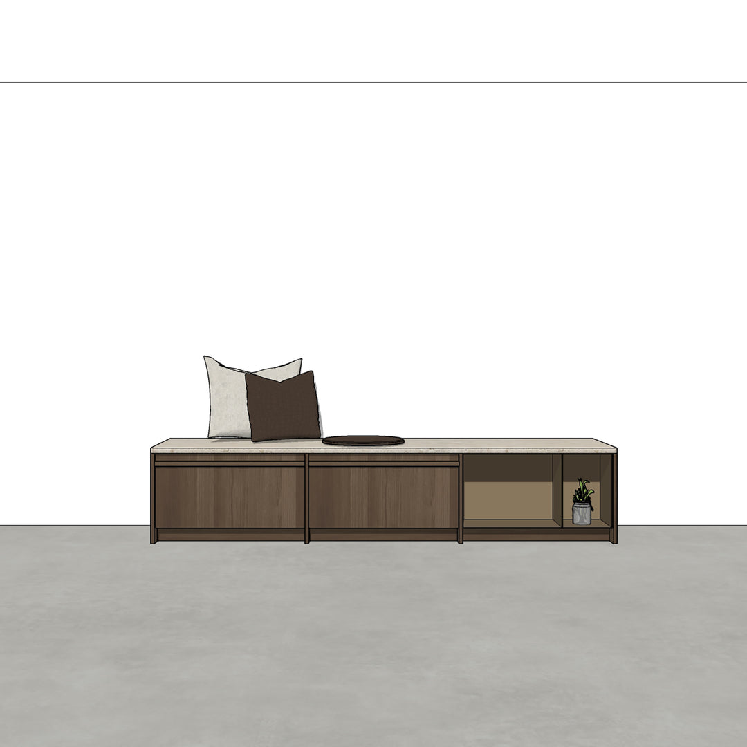 Houtmerk - Kast Duet 04 - Zitkast met lades Kastcombinatie Houtmerk   