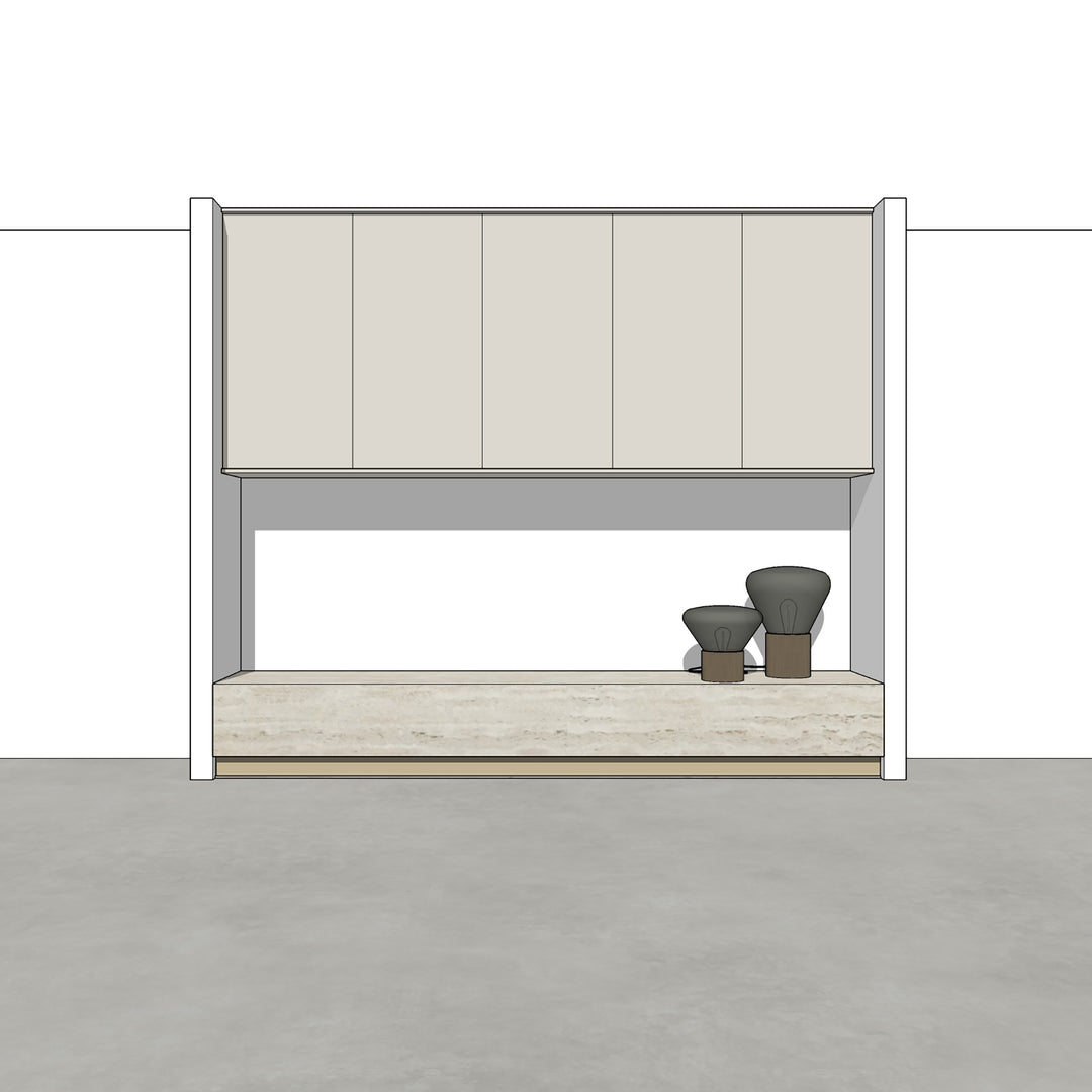 Houtmerk - Kast Ikono 04 - Stenen plateau met bovenkasten Kastcombinatie Houtmerk   