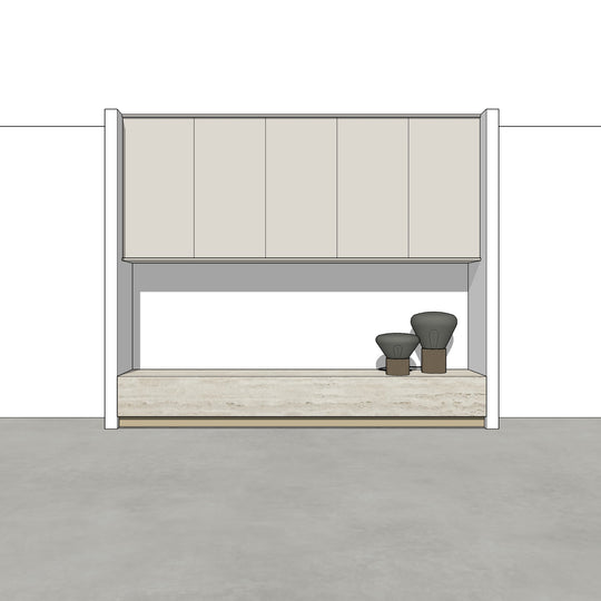 Houtmerk - Kast Ikono 04 - Stenen plateau met bovenkasten Kastcombinatie Houtmerk   