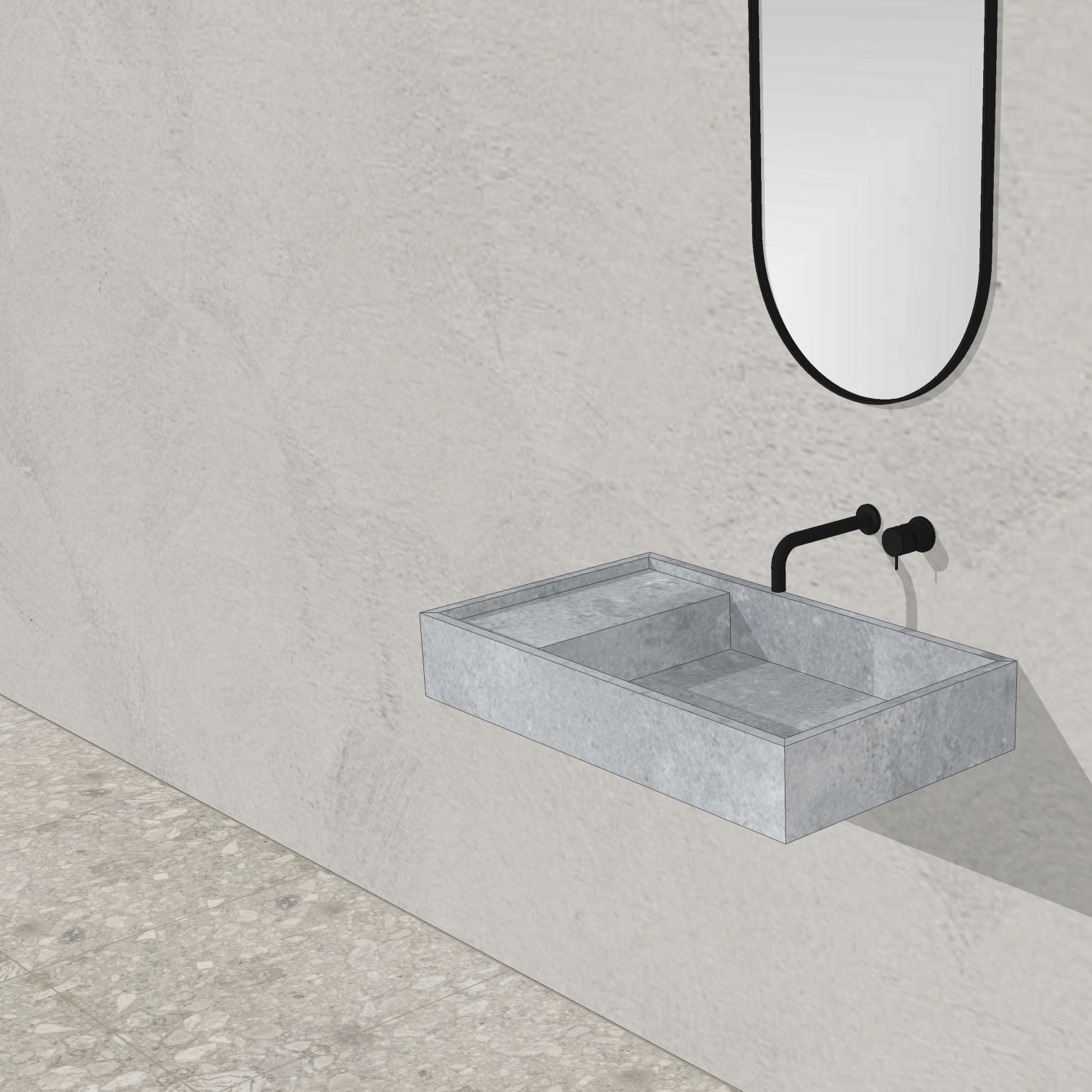 Houtmerk - Partout enkele wastafel 80cm - Concreto - Natuursteen uit voorraad-Houtmerk-