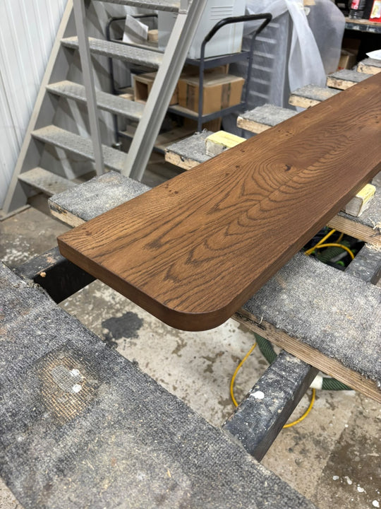 Houtmerk Wandplank Massief Eiken - Kastanjebruin Gebeitst - 190x23 cm - SALE