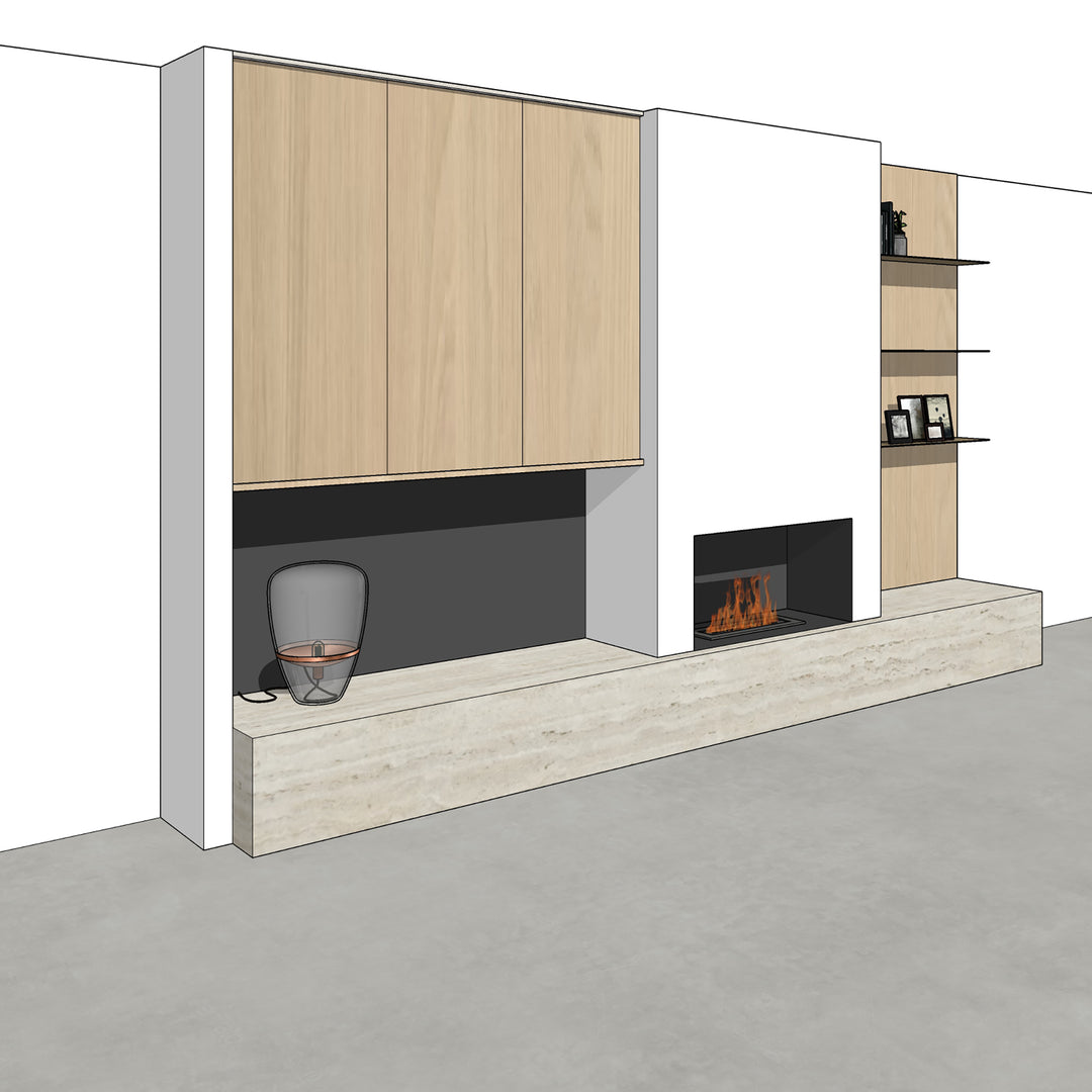 Houtmerk - Kast Fumo 07 - Hoge kastenwand voor haard Kastcombinatie Houtmerk