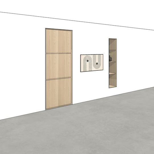 Houtmerk - Kast Porta 05 - Vakkenkast met houten taatsdeur Kastcombinatie Houtmerk   