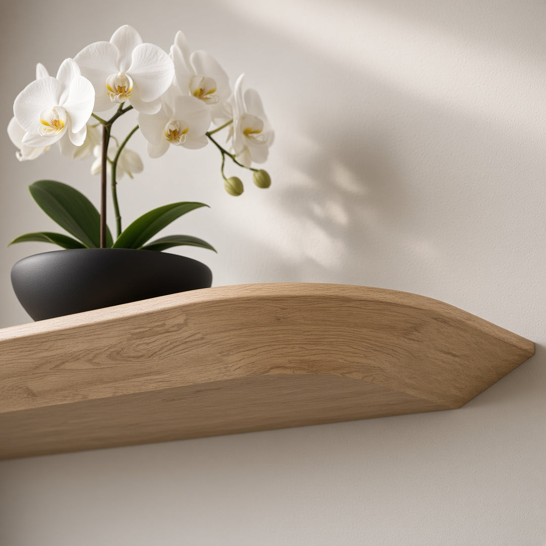 Houtmerk - Verjongde Wandplank blinde bevestiging - Massief eiken afgerond