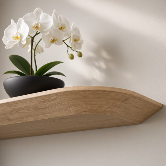 Houtmerk - Verjongde Wandplank blinde bevestiging - Massief eiken afgerond